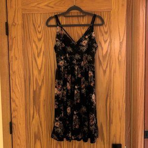 Velvet black floral dress